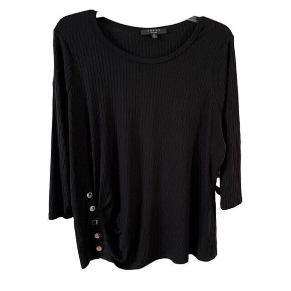 Cyrus Black Ribbed Sweater Button Side NWT Size 1X - Picture 1 of 5